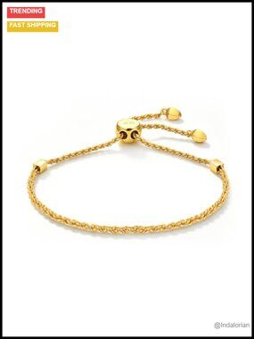 14K Gold Filled Rope Chain Bracelet 2mm Adjustable Diamond Cut